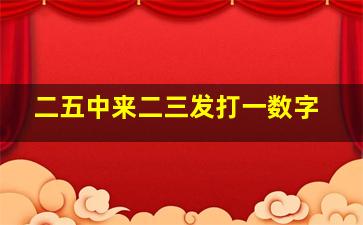 二五中来二三发打一数字