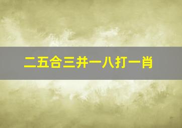 二五合三并一八打一肖