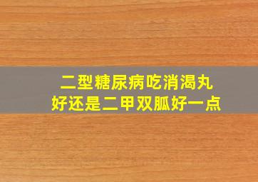 二型糖尿病吃消渴丸好还是二甲双胍好一点