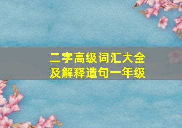 二字高级词汇大全及解释造句一年级