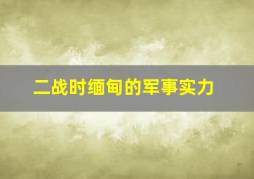 二战时缅甸的军事实力