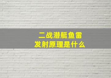 二战潜艇鱼雷发射原理是什么