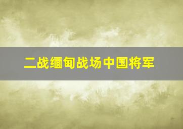 二战缅甸战场中国将军