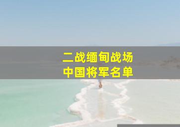 二战缅甸战场中国将军名单