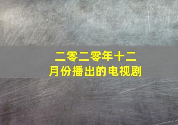 二零二零年十二月份播出的电视剧