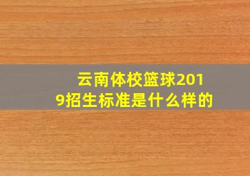 云南体校篮球2019招生标准是什么样的