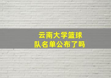 云南大学篮球队名单公布了吗