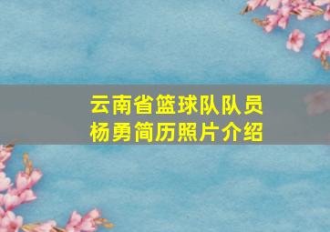 云南省篮球队队员杨勇简历照片介绍