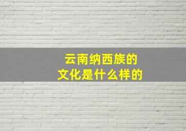 云南纳西族的文化是什么样的