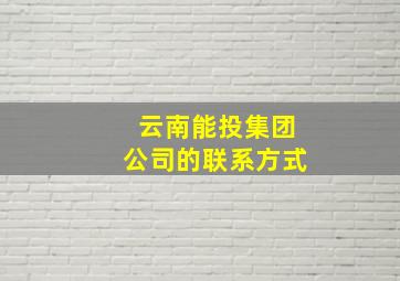 云南能投集团公司的联系方式