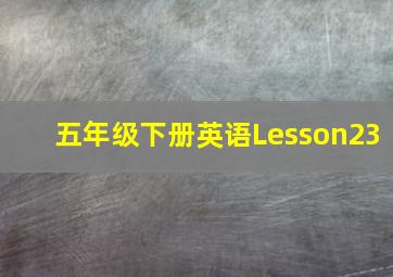 五年级下册英语Lesson23