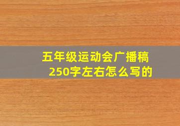 五年级运动会广播稿250字左右怎么写的