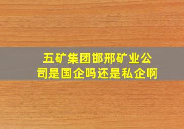 五矿集团邯邢矿业公司是国企吗还是私企啊