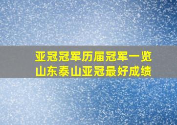 亚冠冠军历届冠军一览山东泰山亚冠最好成绩