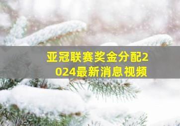 亚冠联赛奖金分配2024最新消息视频