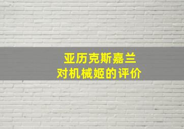 亚历克斯嘉兰对机械姬的评价