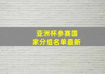 亚洲杯参赛国家分组名单最新