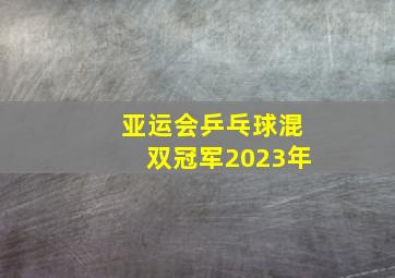 亚运会乒乓球混双冠军2023年