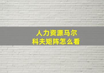 人力资源马尔科夫矩阵怎么看