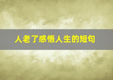 人老了感悟人生的短句