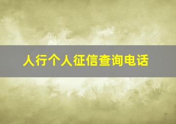 人行个人征信查询电话