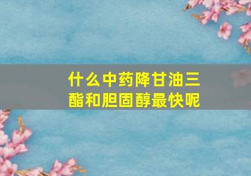 什么中药降甘油三酯和胆固醇最快呢