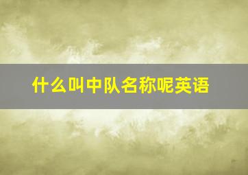 什么叫中队名称呢英语