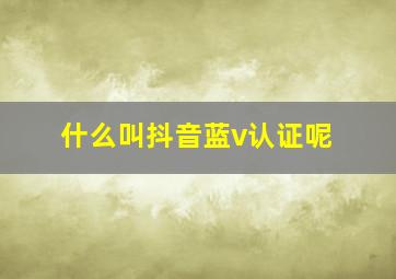 什么叫抖音蓝v认证呢