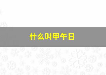 什么叫甲午日