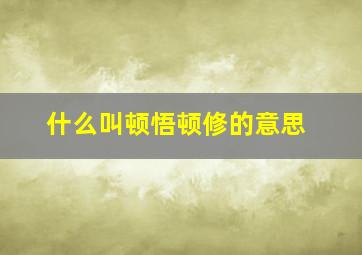 什么叫顿悟顿修的意思