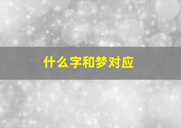 什么字和梦对应