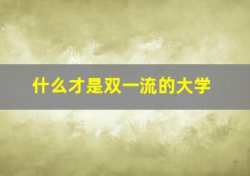 什么才是双一流的大学