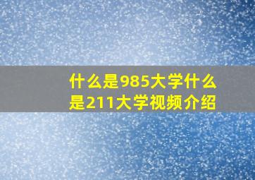 什么是985大学什么是211大学视频介绍