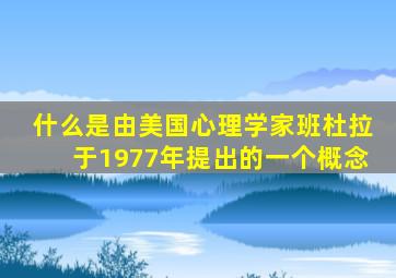 什么是由美国心理学家班杜拉于1977年提出的一个概念