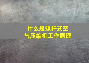 什么是螺杆式空气压缩机工作原理