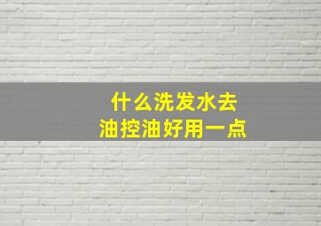 什么洗发水去油控油好用一点