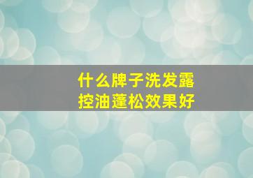 什么牌子洗发露控油蓬松效果好