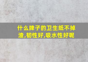 什么牌子的卫生纸不掉渣,韧性好,吸水性好呢