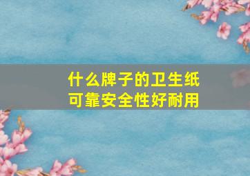 什么牌子的卫生纸可靠安全性好耐用