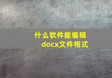 什么软件能编辑docx文件格式