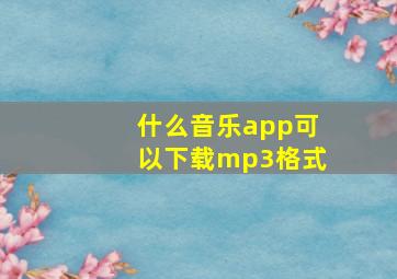 什么音乐app可以下载mp3格式