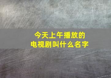 今天上午播放的电视剧叫什么名字