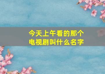 今天上午看的那个电视剧叫什么名字