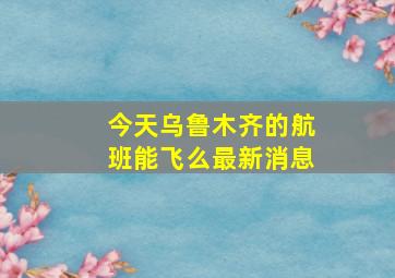 今天乌鲁木齐的航班能飞么最新消息