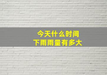 今天什么时间下雨雨量有多大