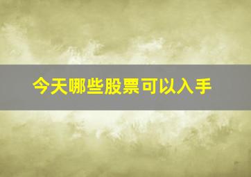 今天哪些股票可以入手