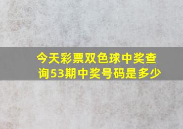 今天彩票双色球中奖查询53期中奖号码是多少