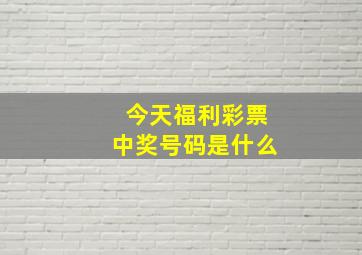 今天福利彩票中奖号码是什么