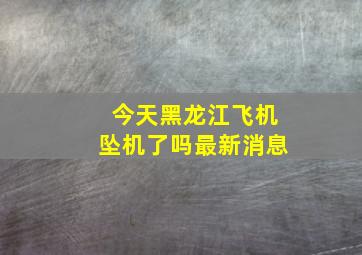 今天黑龙江飞机坠机了吗最新消息