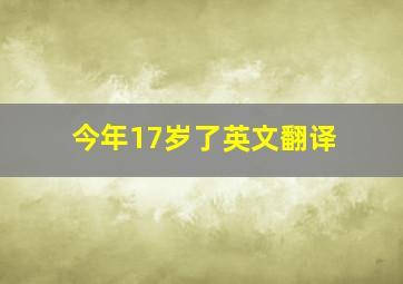 今年17岁了英文翻译